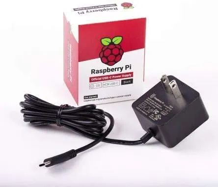 Raspberry Pi 15.3W USB-C Power Supply 5.1V 3A – AU/US/UK Plugs, Black