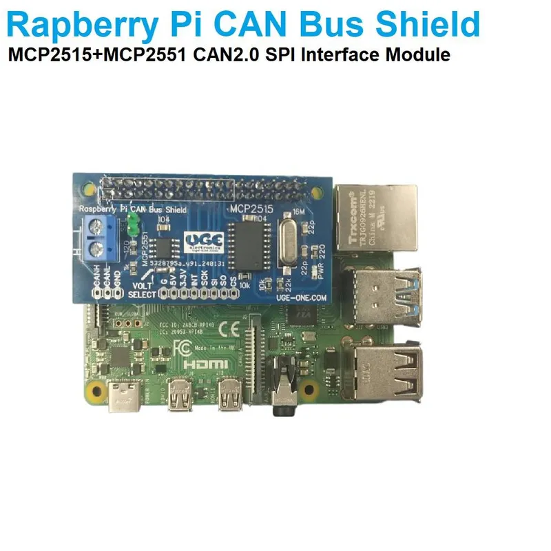 Raspberry Pi CAN 2.0 Bus Shield MCP2515 with MCP2551