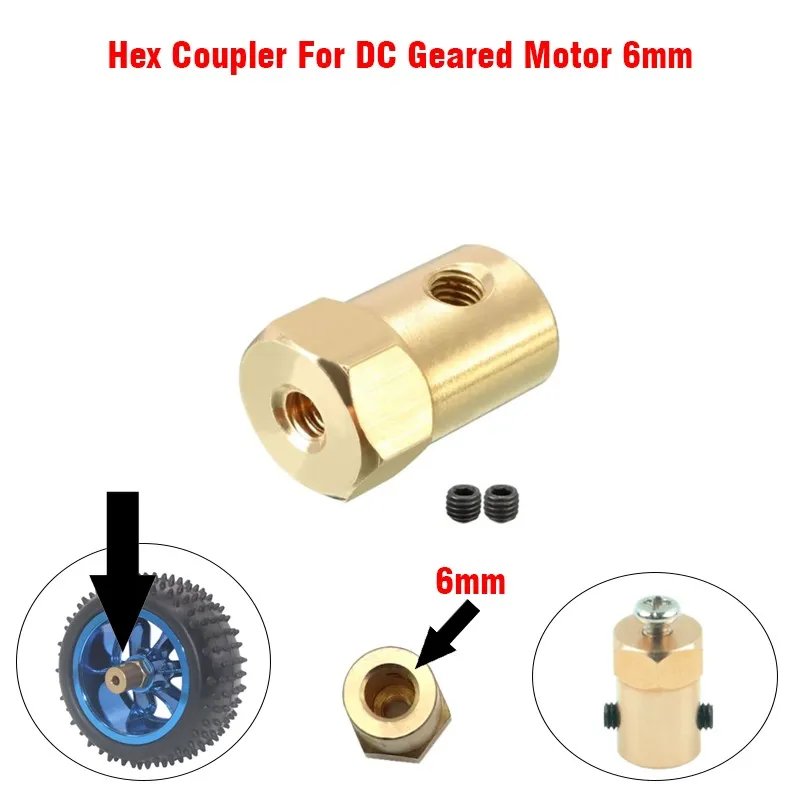 6mm Brass Hex Coupling, Short