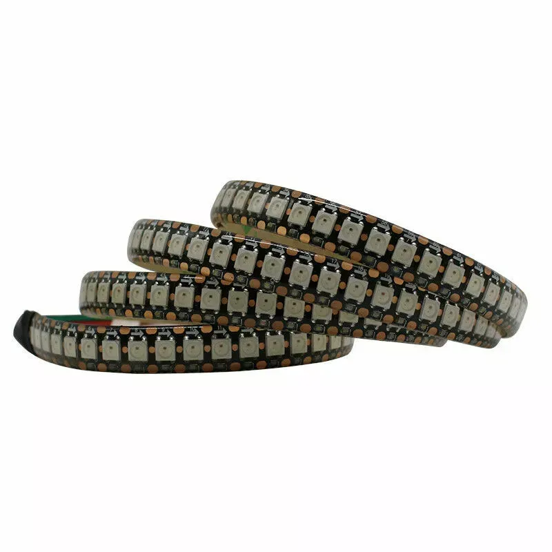 شريط LED ملون قابل للعنونة من نوع WS2812 بكثافة 144 مصباح/متر وجهد 5V ولفة 5 متر