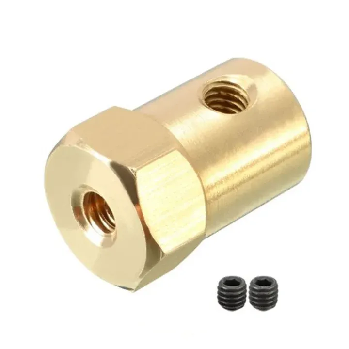 Brass Hex Coupler for 6mm DC Geared Motor Shaft