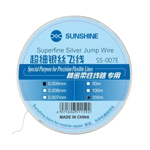 سلك قفز فضي SUNSHINE SS-007E بقطر 0.009 مم وطول 200 متر لإصلاح اللوحات