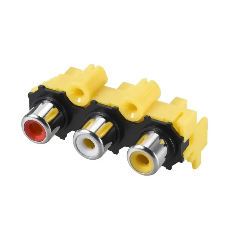 RCA Jack Female Audio Connector 3-Port PCB Horizontal