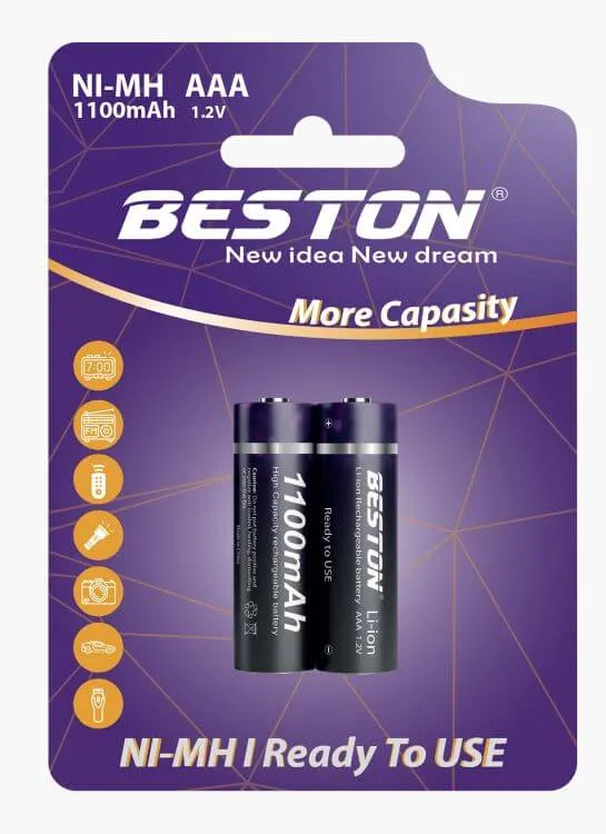 BESTON AAA Ni-MH 1.2V 1100mAh Rechargeable Battery (2 Pcs)