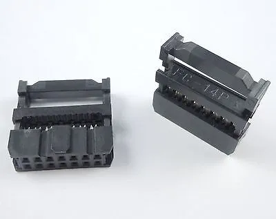 FC-14P Female IDC Plug Ribbon Cable Connector 2.54mm 14-Pin Black