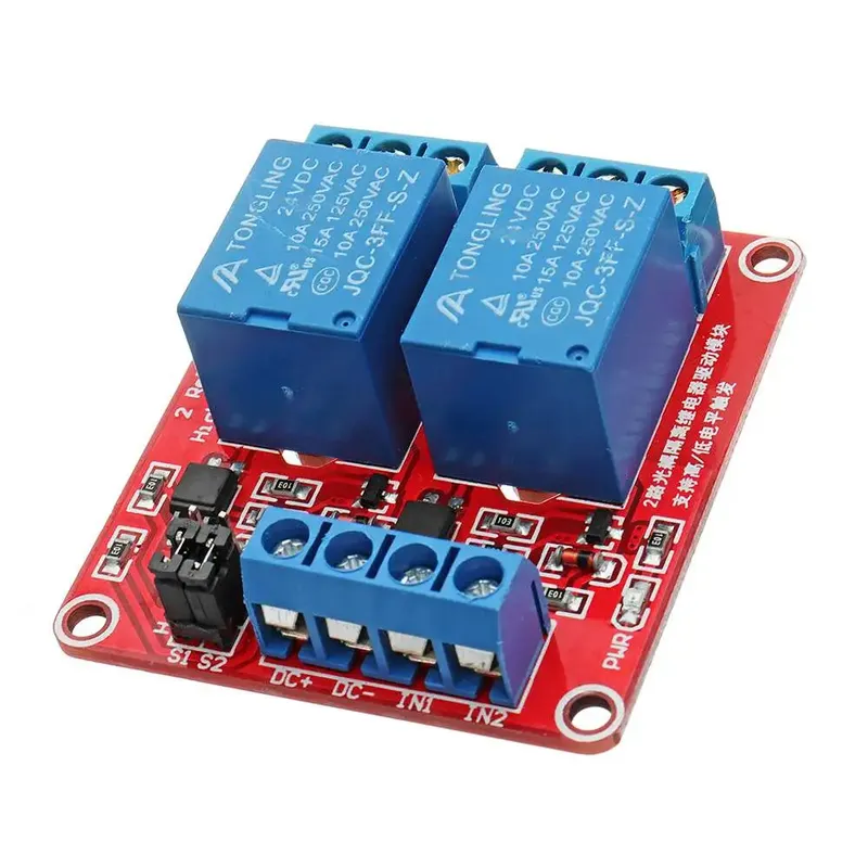 2-Channel 24V Relay Module with High/Low Level Trigger Jumper