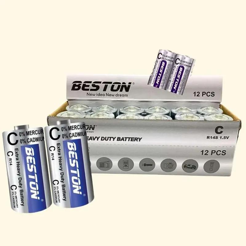بطارية BESTON R14S حجم C شديدة التحمل 1.5 فولت (قطعتان)