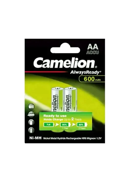 Camelion AA 600mAh AlwaysReady Ni-MH Rechargeable 1.2V, 2 pcs
