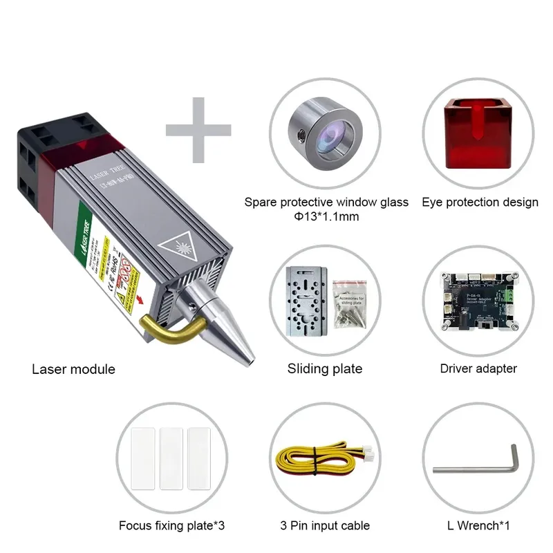رأس قطع بالليزر LASER Tree LT-80W-AA-PRO بقدرة بصرية 10 واط أزرق