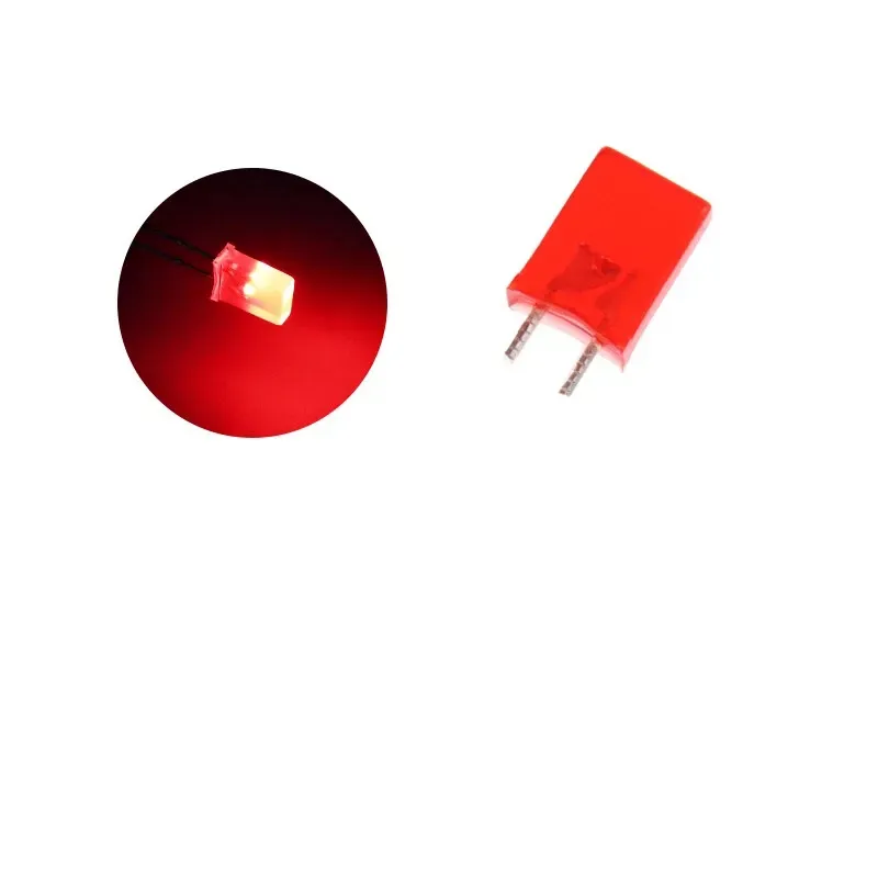 Rectangular Red LED 630nm Through-Hole Short Pin