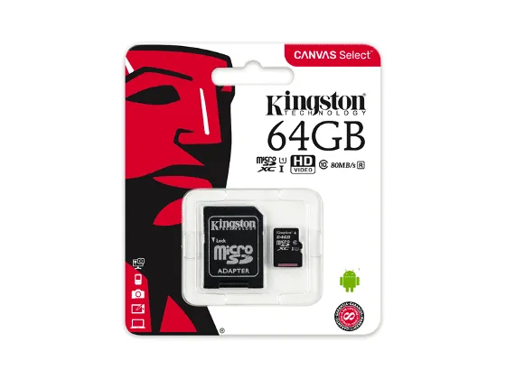 بطاقة ذاكرة Raspberry Pi الأصلية سعة 64 جيجابايت من Kingston
