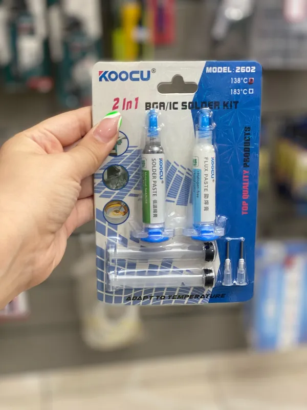 Koocu 2-in-1 BGA IC Solder Kit: 138C Flux 5cc + SN42Bi58 Paste 25g