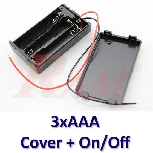 Battery Case 3xAAA with On/Off Switch and Cover