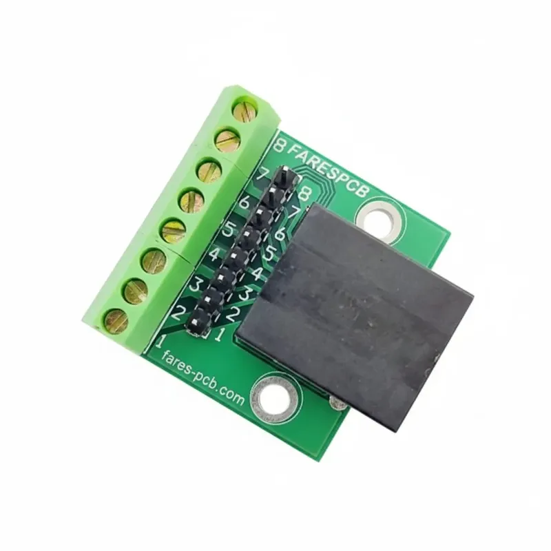 RJ45 to T-Block and Pin Header Breakout Board (Horizontal)