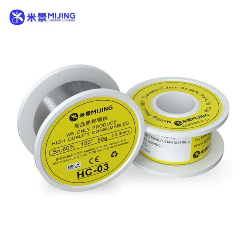 سلك لحام MIJING HC-03 بقطر 0.3 مم وسبيكة Sn60 بوزن 50 جم