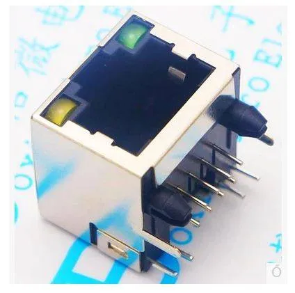 RJ-45 8P8C Ethernet Socket with LEDs, Shielded, Through-Hole