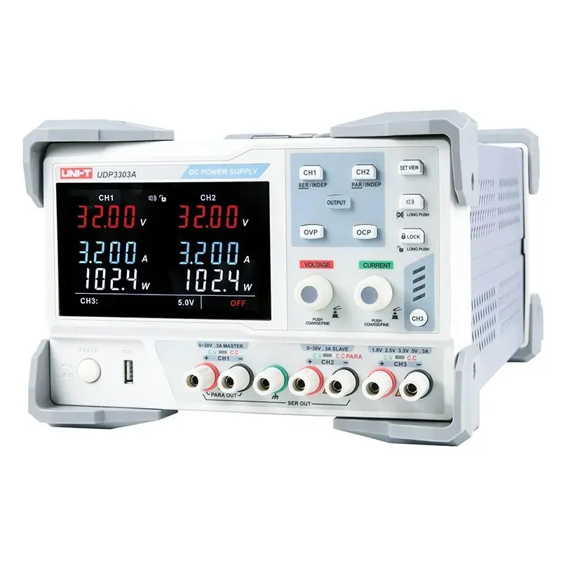 مزود طاقة تيار مستمر UNI-T UDP3303A بثلاث قنوات (قناتان 30 فولت / 3 أمبير)