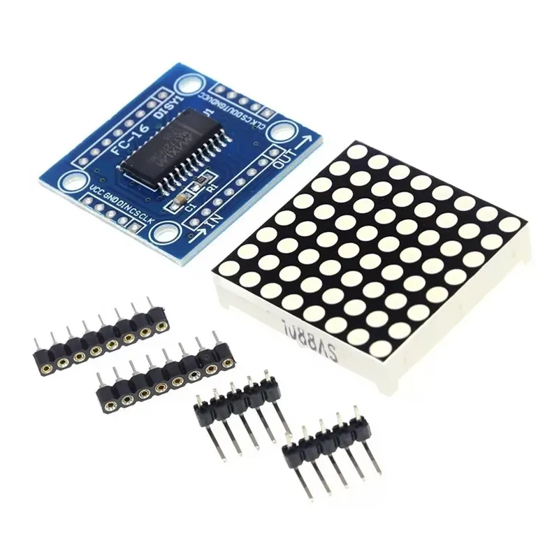 شاشة مصفوفة LED نقطية 8x8 بوحدة تحكم MAX7219 من نوع FC-16