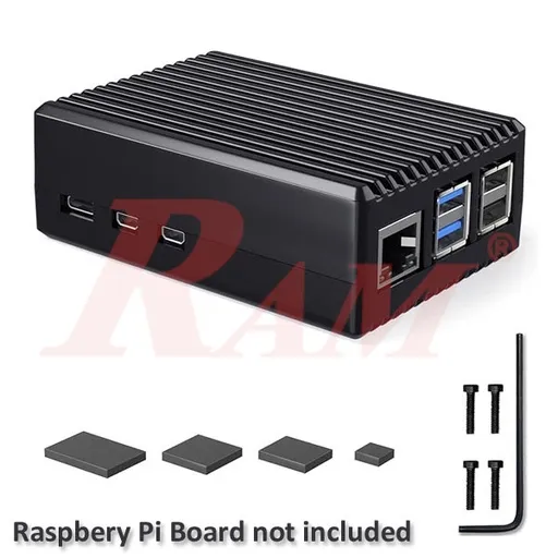 Raspberry Pi 5 Stripe Metal Aluminum Case with Cooling Pillars