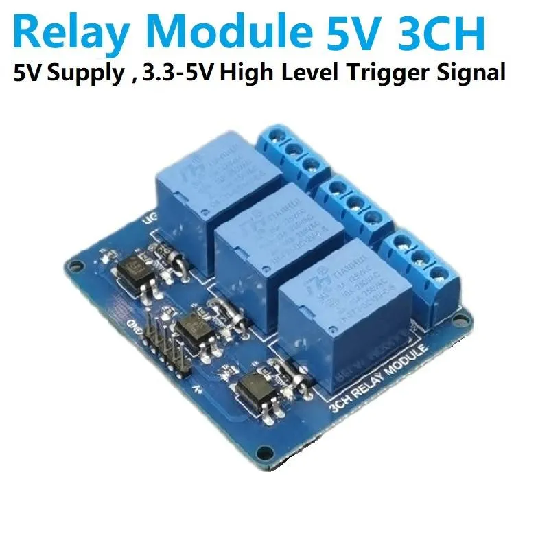 5V 3-Channel Relay Module, Active High Trigger