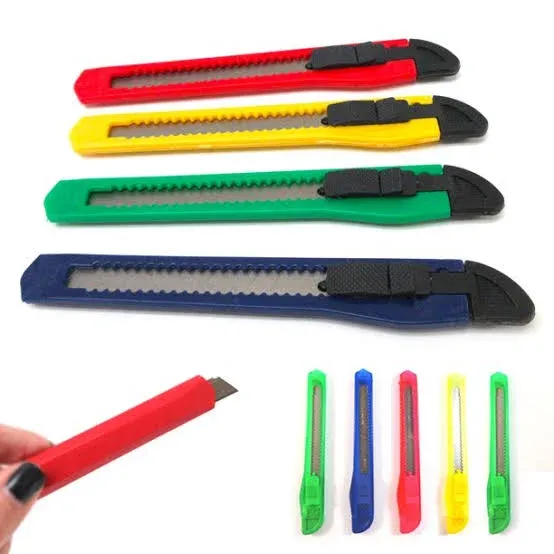 Utility Cutter Knife with Retractable Blade, Red Handle