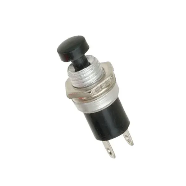 Round Momentary Push Button Switch 7 mm 2-Pin Black, N/O