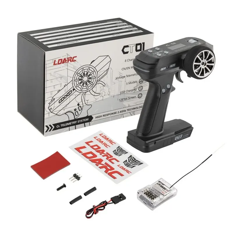 جهاز تحكم LDARC CT01 بثماني قنوات مع مستقبل CR1800 للتليمتري (أسود)