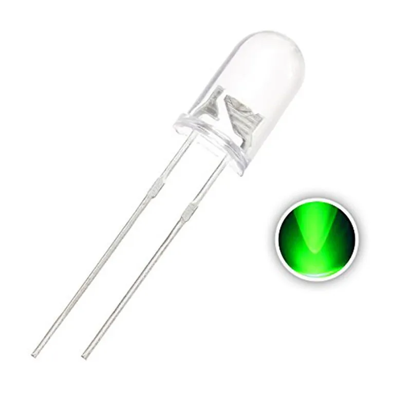 5mm Green LED Transparent Lens Through-Hole