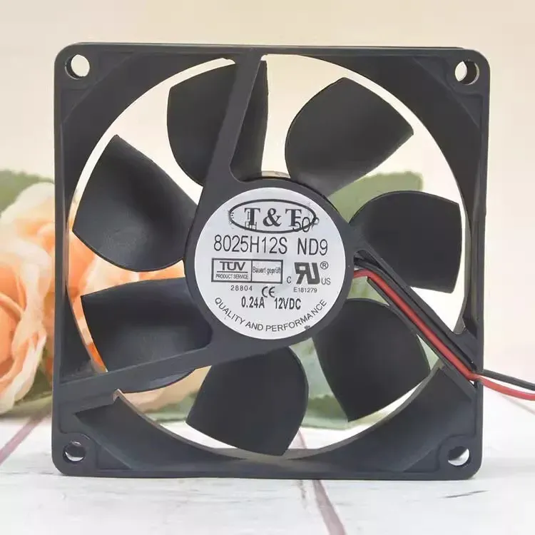 مروحة تبريد تيار مستمر 8025H12S، 12 فولت، 0.24 أمبير، مقاس 80×80×25 مم
