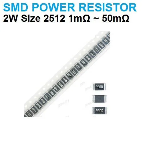 مقاومة قياس تيار SMD من السبيكة بغلاف 2512 وقدرة 1 واط قيمة 0.1 أوم