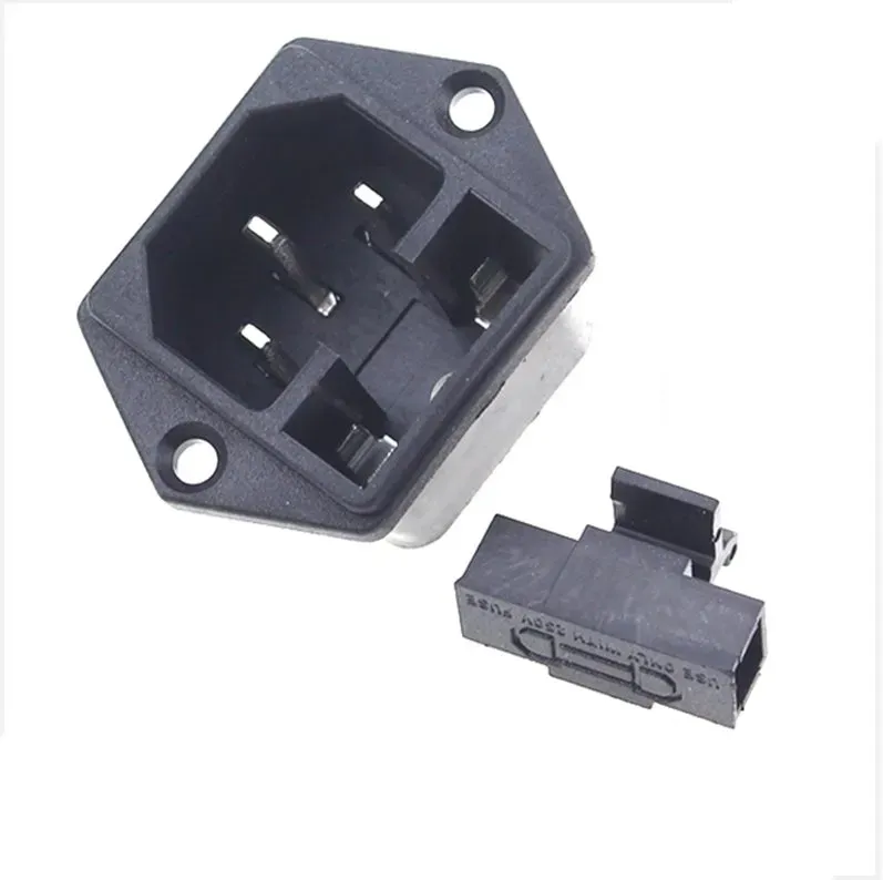 3-Pin AC Power Male Plug Connector 10A 250V with Fuse Compartment