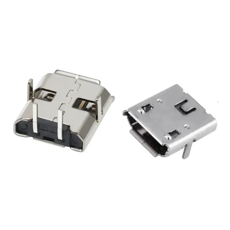 موصل USB Micro أنثى بدبوسين للوحات المطبوعة، منفذ شحن