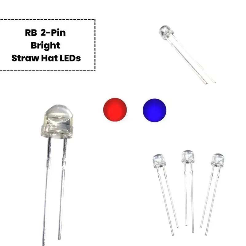 4.8mm Two-Pin Bicolor Red/Blue Auto-Flashing Straw Hat LED