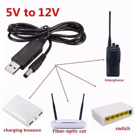 USB 5V to 12.6V DC Power Cable (5.5x2.1mm Plug, 0.8A)