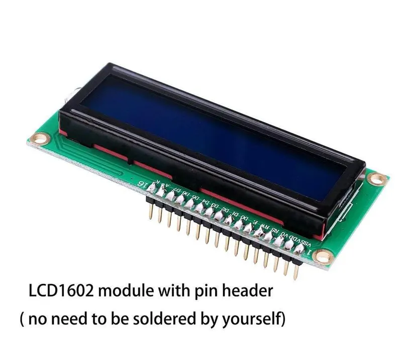 LCD1602 16x2 Character LCD with Blue Backlight & Pin Header