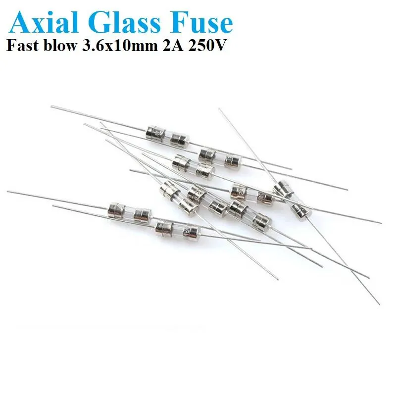 3.6x10mm Fast-Blow Glass Axial Fuse 2A 250V