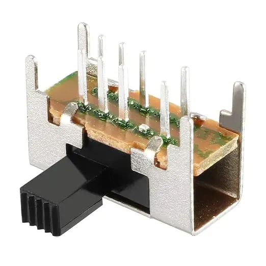 مفتاح انزلاقي SK23D04G8 نوع SPDT لتركيب PCB بزاوية قائمة، 3 أوضاع، 8 أطراف