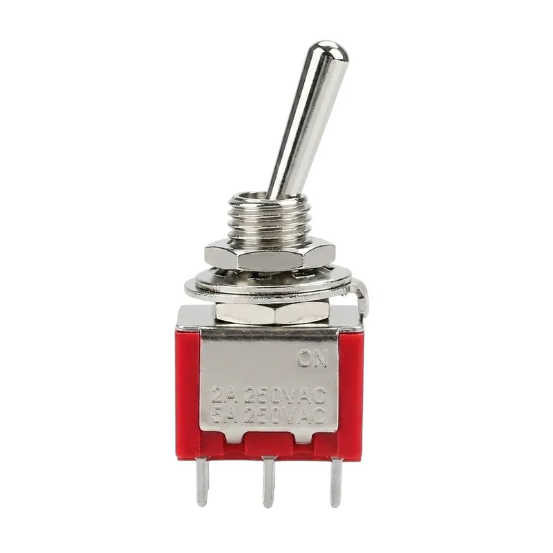 Momentary Toggle Switch 6-Pin ON-NO 250VAC 5A Red Base