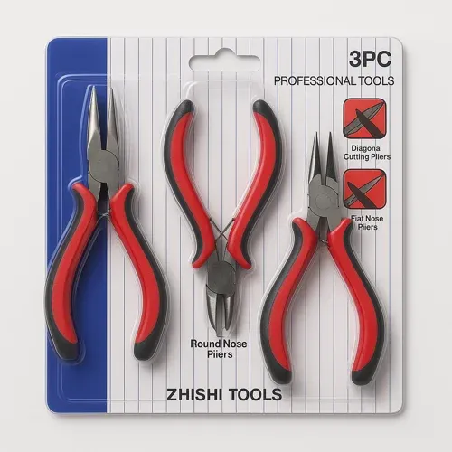 ZHISHI 3PC Mini Pliers Set: Round, Flat Nose and Diagonal Cutters