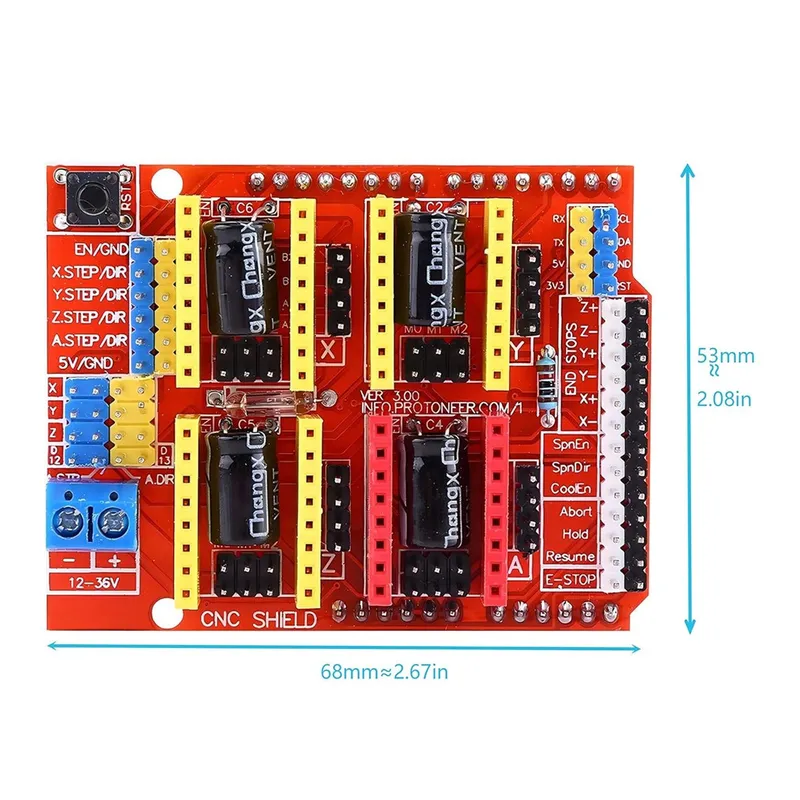 شيلد CNC V3 لـ Arduino UNO بأربعة محاور ومشغلات A4988