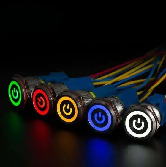 16mm Metal Waterproof Self-Locking Push Switch with LED Ring (On/Off)