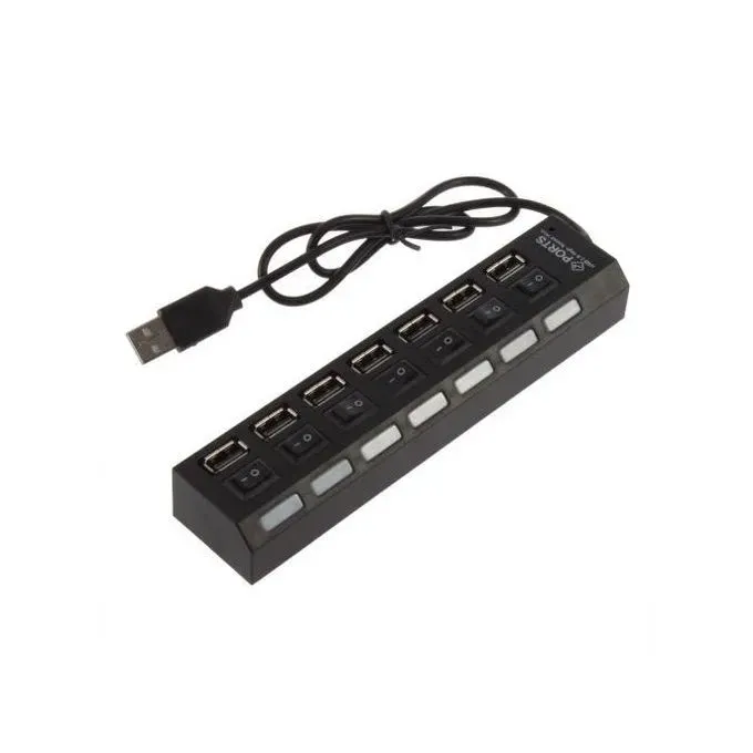 7-Port USB 2.0 Hub with Individual On/Off Switches