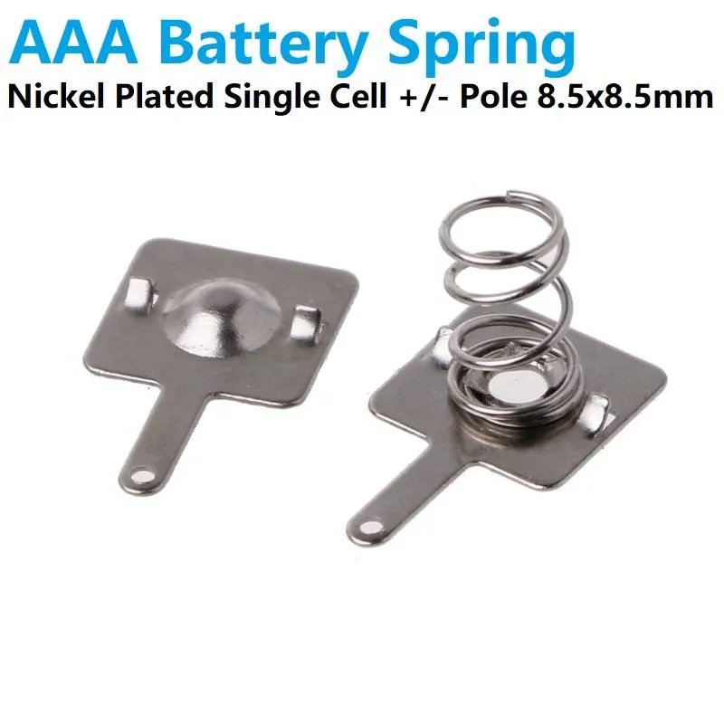 AAA Battery Spring Contact Pair 8.5x8.5mm Nickel Plated