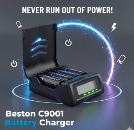 Beston C9001 LCD Smart Charger for AA/AAA Batteries, USB Powered