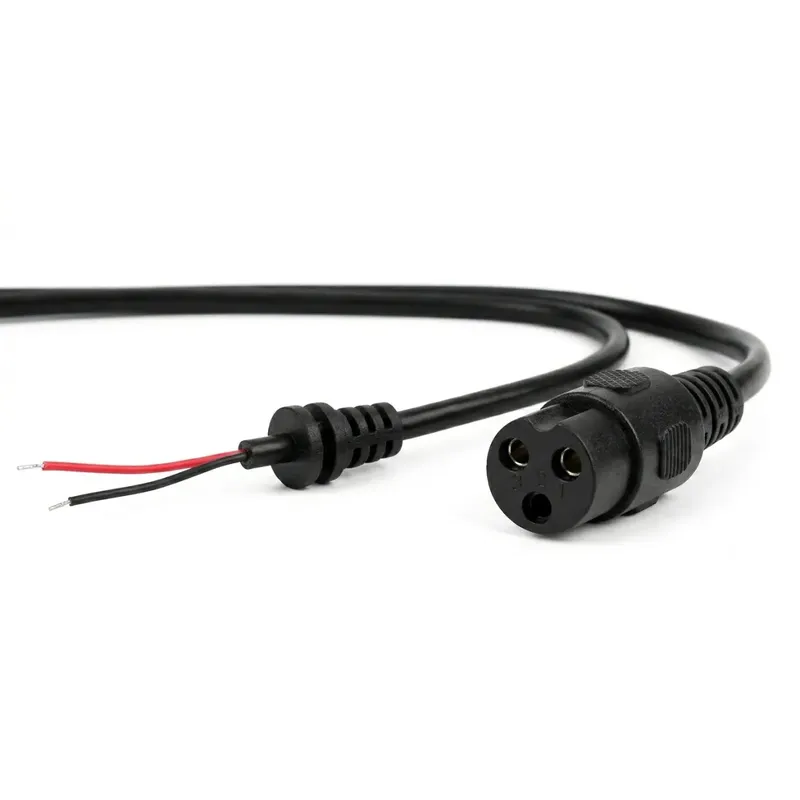 Electric Scooter Charger Cable 3-Pin Female to Bare Wire Pigtail
