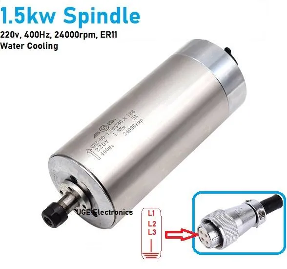 GDZ-80-1.5B 1.5kW Water-Cooled CNC Spindle Motor, ER16, 24000 rpm