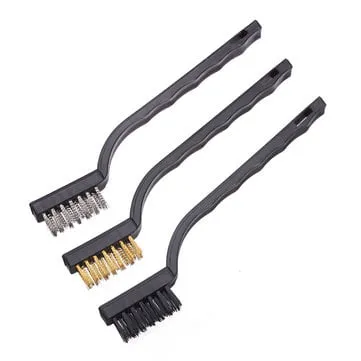 3-Piece Mini Wire Brush Set Brass Steel Nylon