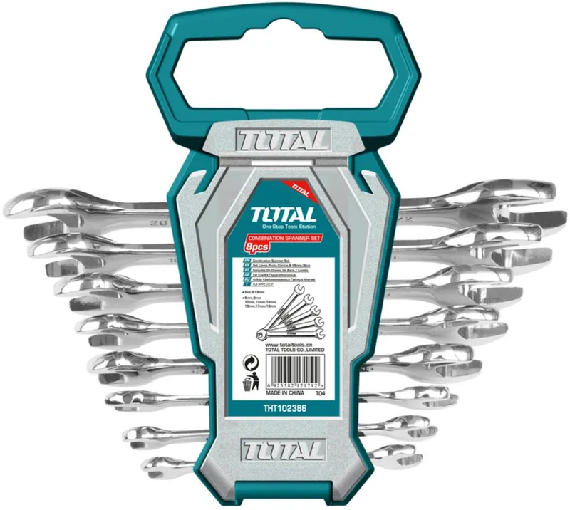 طقم مفاتيح شوكة مفتوحة من الطرفين من TOTAL عدد 8 قطع THT102386