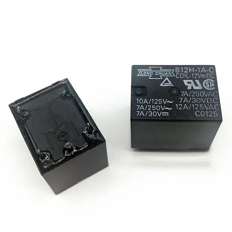 812H-1C-S Power Relay 12VDC SPDT 7A 250VAC/30VDC 5 Pin