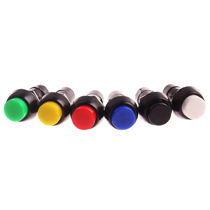 12mm Self-Locking Round Push Button Switch 2-Pin (Black/White)
